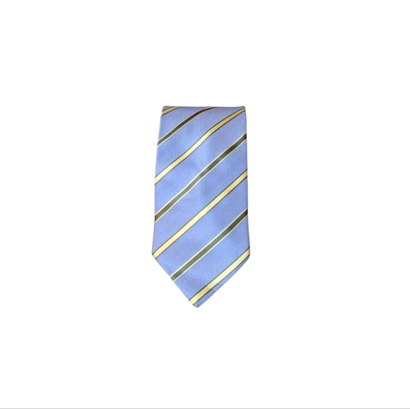Louis Vuitton Silver Blue Yellow Green Striped Pattern Silk Tie Made in Paris - Picture 1 of 8